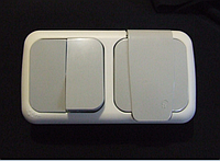 Блок вимикач двоклавішний і розетка з заземленнием сірого кольору VIKO