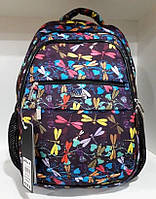 Школьный рюкзак ортопедический в 2-5 класс для девочки Стекозы с карманами Dolly 533 фиолетовый