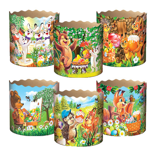 Форма для пасхи паперова "Персонажі", форма для випічки паски 130х85 мм, набір 50 шт, фото 1