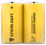 Батарейки C (R14, 343) ENERLIGHT SUPER POWER 1.5V 1100mAh (комплект 2 шт.)