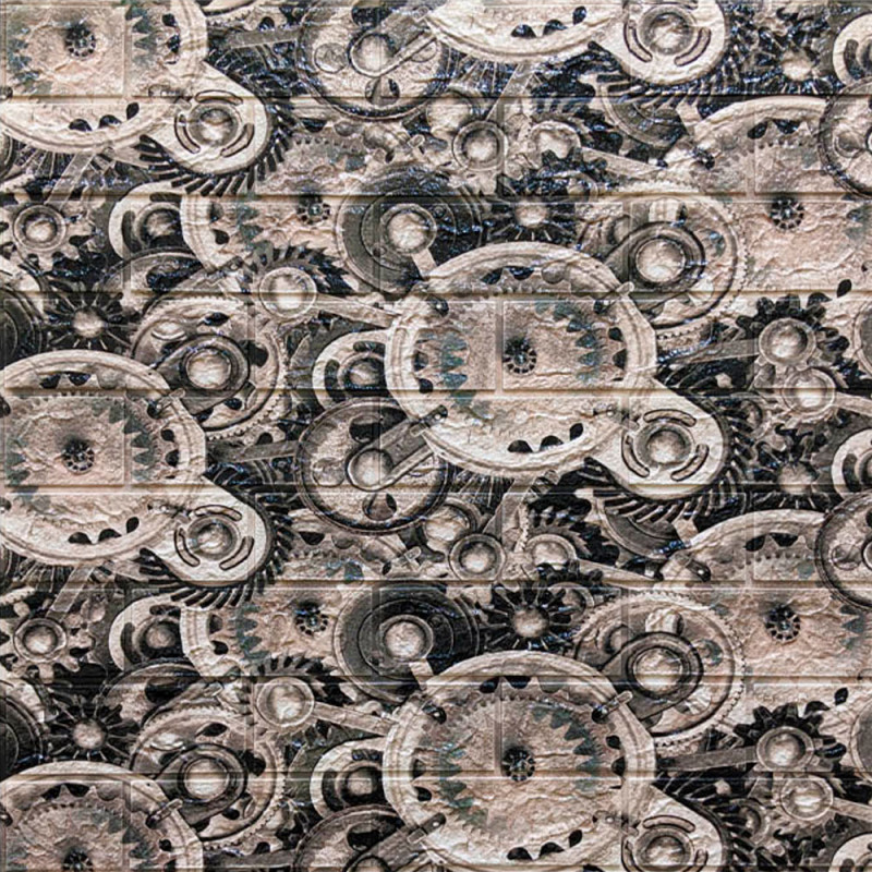 3D панель самоклеюча Шпалери під декоративну цеглу Самоклейка 3Д шестерні 70*77*0,5 см