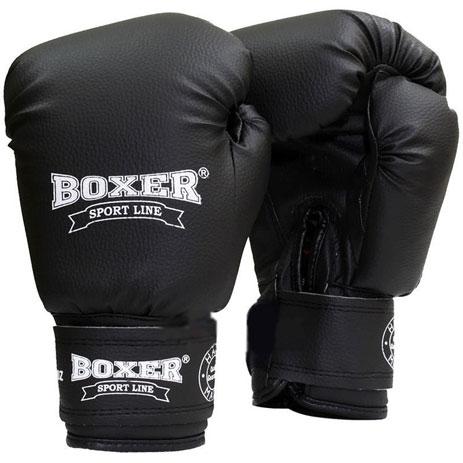 Боксерські рукавички BOXER 16 оz шкірвініл Еліт чорні