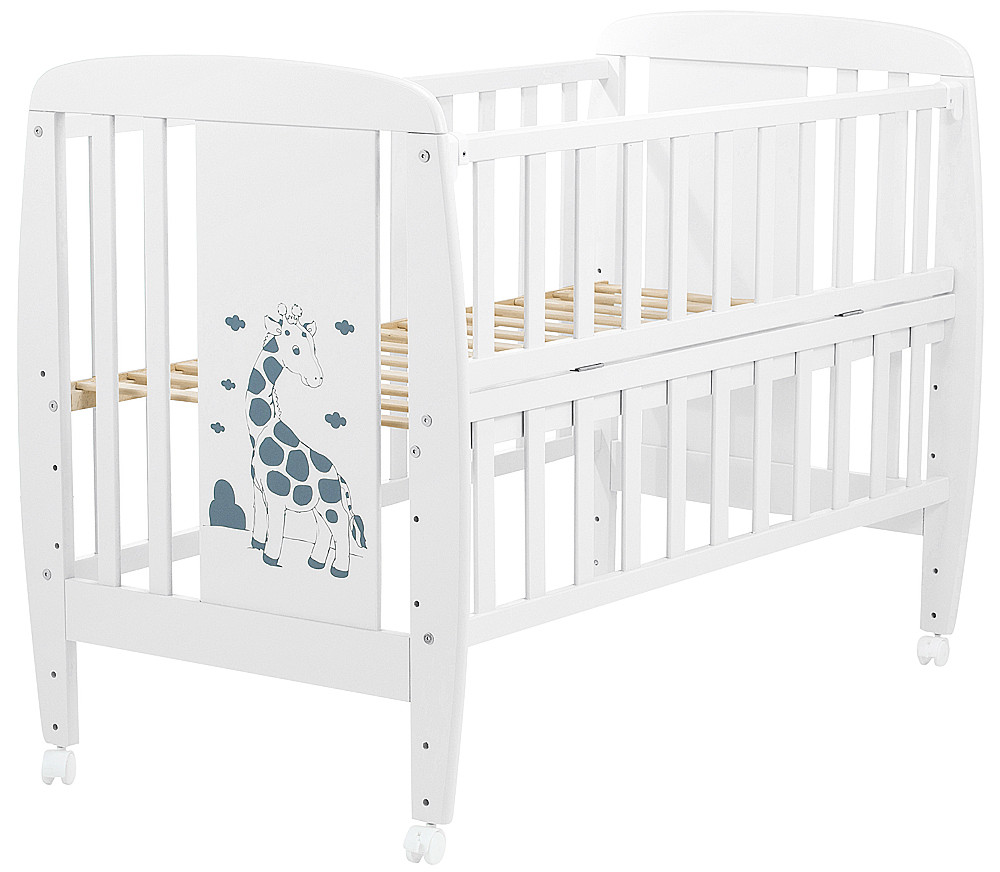 Ліжко Babyroom Жирафік DJO-01 відкидний бік, колеса бук білий, фото 1
