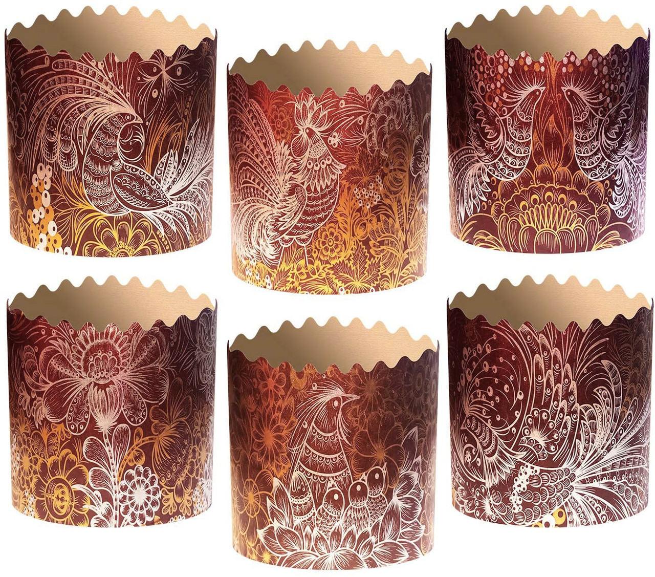 Форма для пасхи паперова "Жар-Птаха", форма для випікання куліча 110х85мм, 300 грамів, набір 50 шт., фото 1