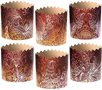 Форма для пасхи паперова "Жар-Птаха", форма для випікання куліча 110х85мм, 300 грамів, набір 50 шт.