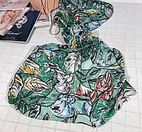 Женский летний шарф-палантин из вискозы с ярким принтом 70*180 см Зеленый