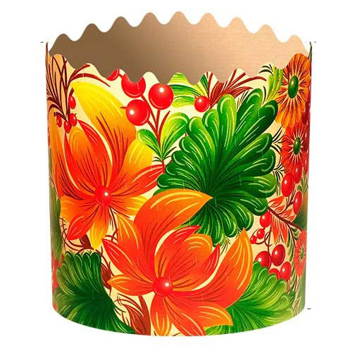 Форма для пасхи паперова "Петрекування Квіти", форма для випікання куліча 110х85мм, 300 грамів, набір 50 шт., фото 1