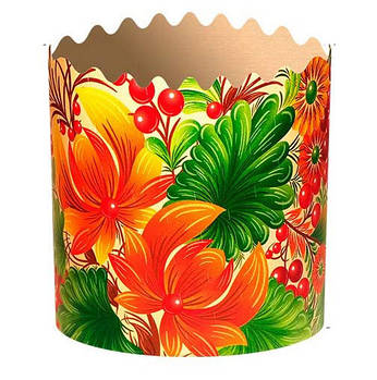 Форма для пасхи паперова "Петрекування Квіти", форма для випікання куліча 110х85мм, 300 грамів, набір 50 шт.