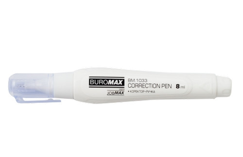 Коректор-ручка Buromax Jobmax спиртова основа 8 мл металевий наконечник (BM.1033)