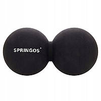 Масажний м'яч Springos Lacrosse Double Ball 6.5x13 см Чорний