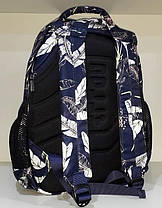 Рюкзак шкільний ортопедичний для дівчинки 4-11 клас синій тканинний з принтом листя два відділи та кишені Dolly 546, фото 5