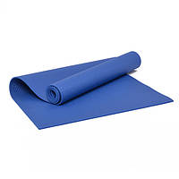 Коврик для фитнеса и йоги ПВХ 6 мм синий. Каремат туристический
