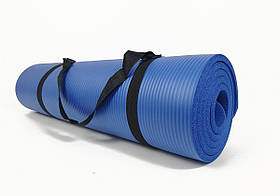 Килимок для фітнесу та йоги NBR 10 мм (синій) - Каремат туристичний