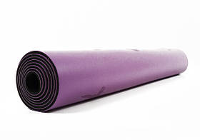 Килимок каучуковий для йоги та фітнесу фіолетовий. Каремат для дорослих