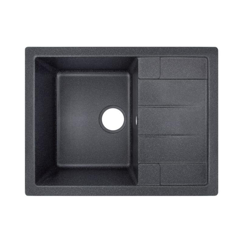 Гранітна кухонна мийка Lidz (BLA-03) 650x500 / 200 чорна 6550