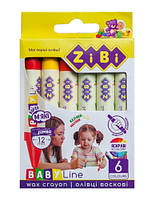 Карандаши восковые ZiBi BABY Line SUPER JUMBO круглый 6 цветов (ZB.2484)