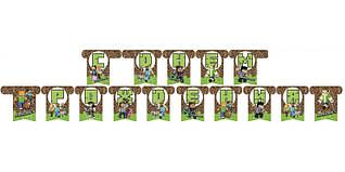 Гірлянда паперова "С Днем рождения" Майнкрафт