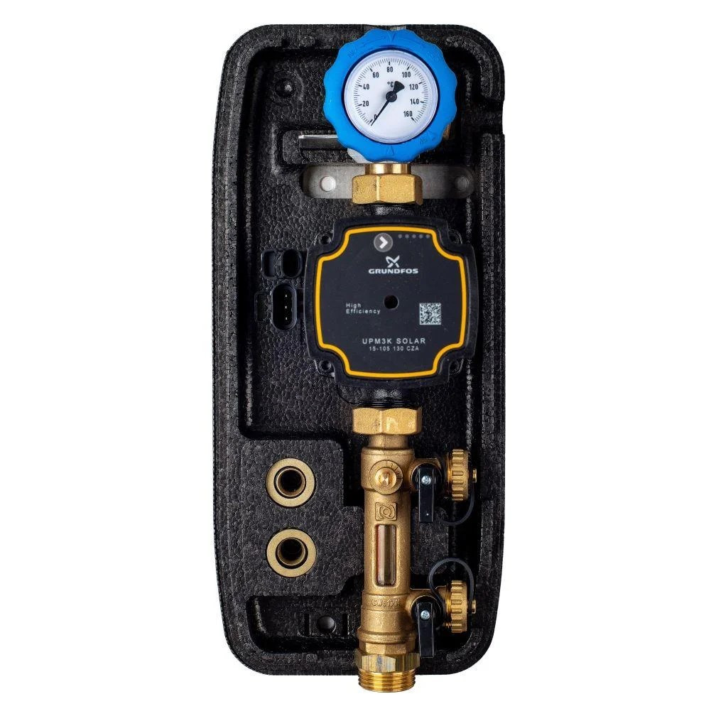 Однолінійна насосна сонячна станція для DrainBack систем + Grundfos solar UPM3 15/105