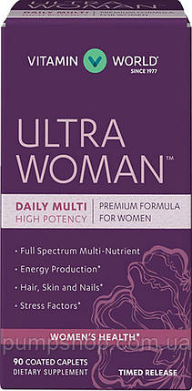 Вітаміни для жінок Vitamin World Ultra Woman Daily Multivitamins 90 капс. (уцінка термін по 12.22), фото 1