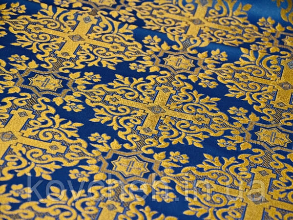 Церковна тканина "Нікомедія", синій з золотом