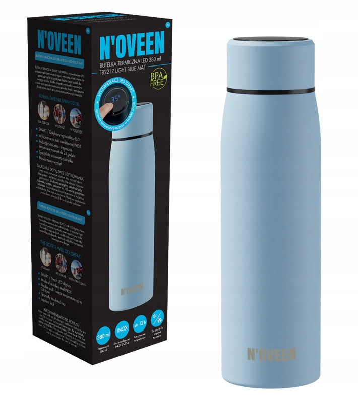 Smart термобутилка з дисплеєм Noveen TB2217 Light Blue Mat