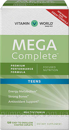 Вітаміни для підлітків Vitamin World Mega Complete Vitamins for Teens 120 капс. (уцінка), фото 1