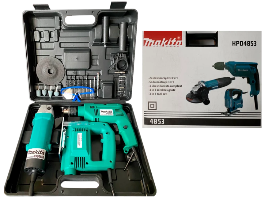 Набор Makita 3в1. Дрель, Лобзик, Болгарка / Инструменты Макита