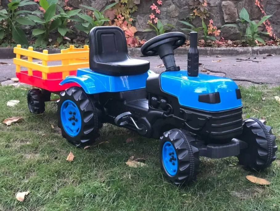 Трактор веломобіль педальний із причепом, регулюється сидіння, ланцюговий, фото 1