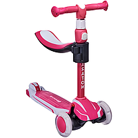 Трехколесный со светящимися колесами и сидением Самокат-Толкар Maraton Flex G (розовый с белым)