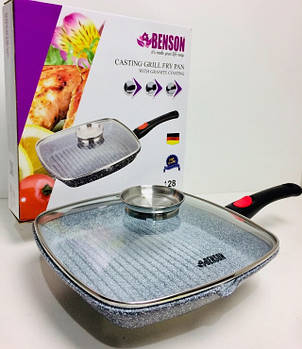 BN-310 (4) — Сковорода гриль із кришкою гранітне покриття