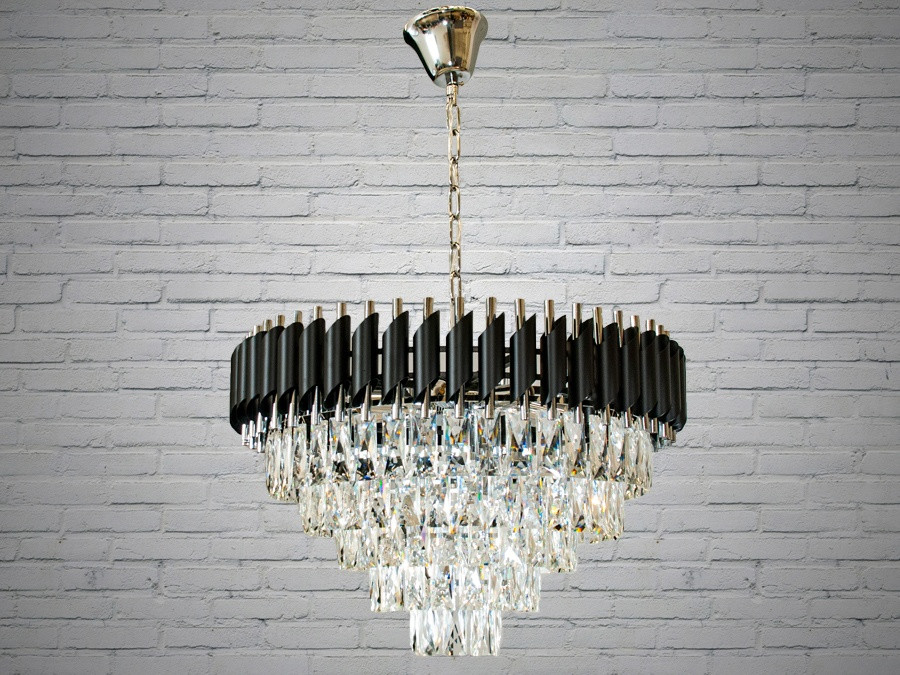 Сучасна підвісна кришталева люстра 201202/550BK+HR, фото 1