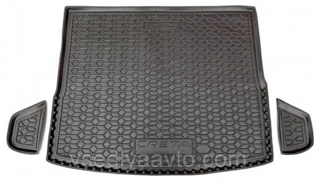 Килимок у багажник Hyundai Creta з 2019 р. (Індийск. складка) (AVTO-GUMM) пластик+гума, фото 1