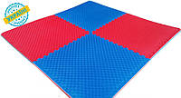 Мат татамі 100*100*2.6 см Eva-Line Extra Quality синій/червоний Плетінка 100 кг/м3 1 сорт