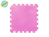 Коврик-пазл, мягкий пол для детей из eva материала Eva-Line 50*50*1 см "Радуга" Плетёнка - Розовый