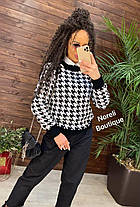 Жіночий стильний светр із візерунком гусяча лапка, фото 2