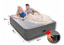 Надувна ВЕЛЮР ЛІЖКО 64418 з вбудованим електронасосом 220 В (203 х 152 х 56 см)