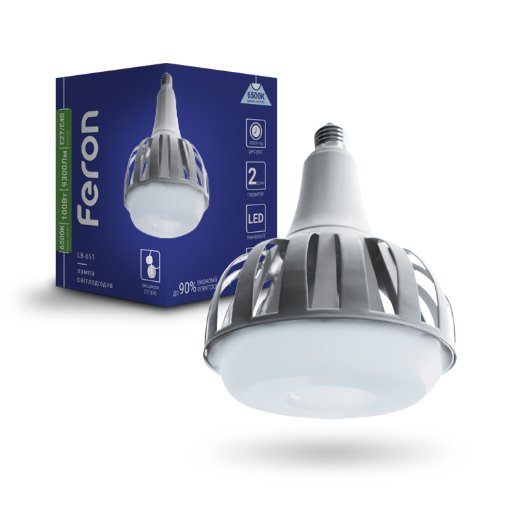 Світлодіодна лампа Feron LB-651 100W E27-E40 6500K 9300Lm 173*229m