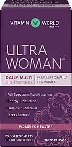 Вітаміни для жінок Vitamin World Ultra Woman Daily Multivitamins 90 капс. (уцінка термін по 12.22)