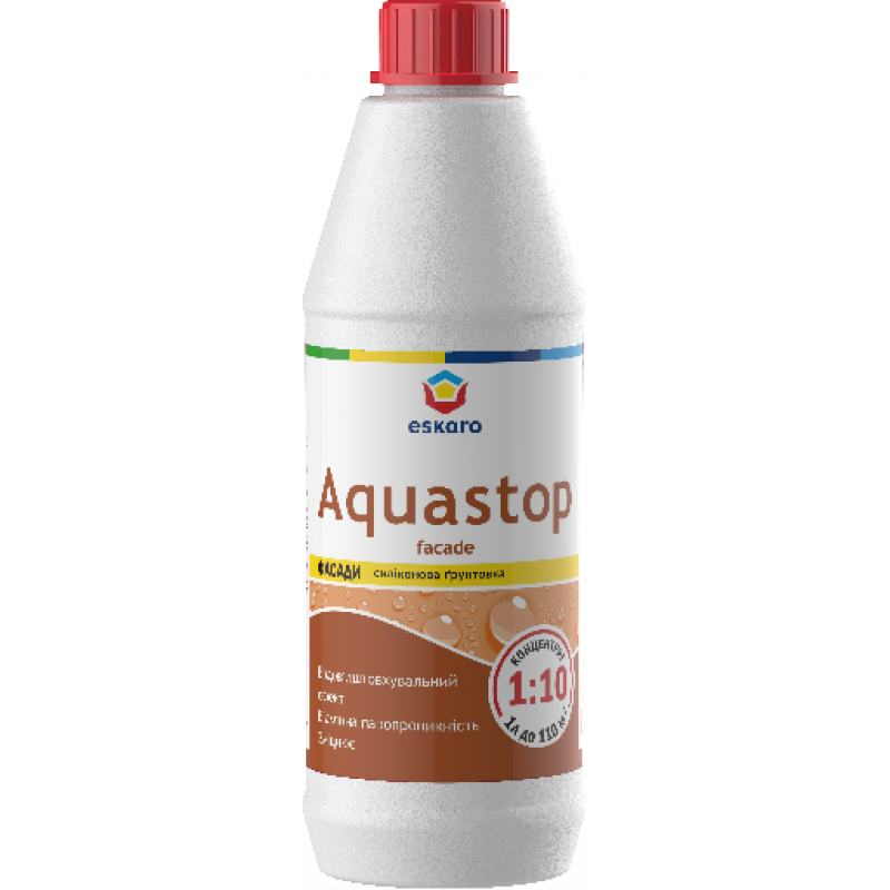 Грунтовка фасадная силиконмодифицированная Eskaro Aquastop Facade, концентрат (1:10), 1л