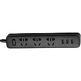 Мережевий фільтр подовжувач Xiaomi Power Strip 3 usb + 3 розетки чорний, фото 2