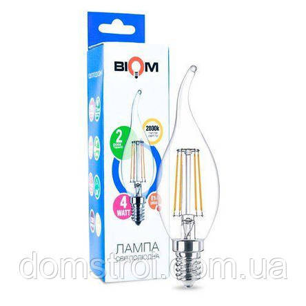 Світлодіодна лампа Biom FL-315 C35 LT 4W E14 2800 K свічка на вітрі, фото 1