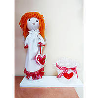 Кукла "ангел" хендмей авторской ручной работы на деревянный подставке с кашпо