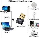 Bluetooth 5,0 Адаптер Дворежимний Бездротовий Передавач Приймач USB 2,0 3 Мбіт/с, фото 4