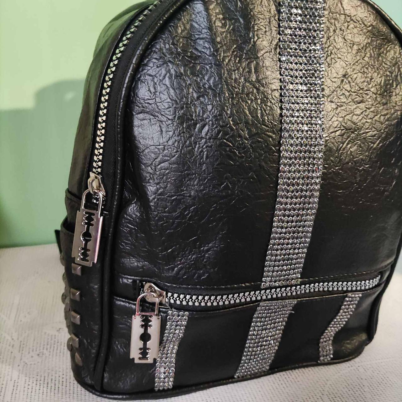 Молодежный повседневный рюкзак Лезвии экокожа черный - фото 3 - id-p1187384575