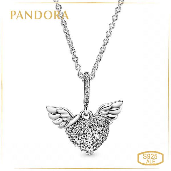 Пандора Кольє з кулоном Серце паве з крилами ангела Pandora 398505C01-45