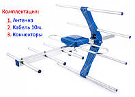 Т2 антенна Eurosky ES-003 BLUE наружная активная 5V, до 50км, +10м. кабеля + коннекторы