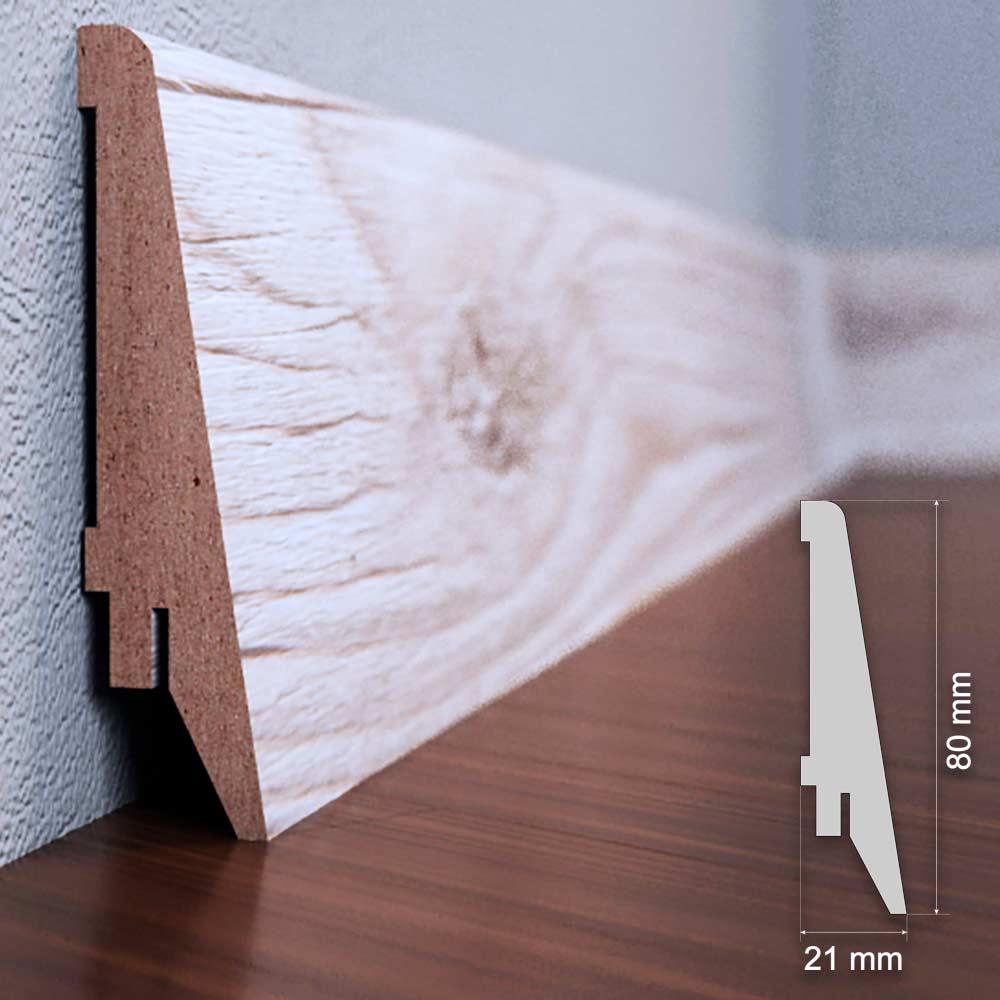 Плінтус МДФ Дуб попелястий, розміри 2070 x 82 x 21, фото 1