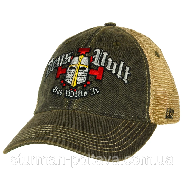 Бейсболка чоловіча вінтажна 'Deus Vult' Vintage Trucker Hat 7.62 Desings