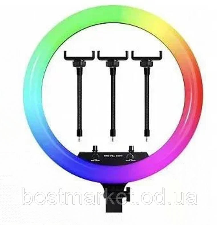 Кільцева світлодіодна RGB Led Лампа з 3 Тримачами для Телефону LZ18-450CW Remote BrownBox 45 см