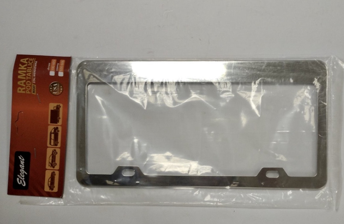 Рамка під номерний знак США Elegant EL 100 605 срібляста нержавійка 31х16 см, фото 1